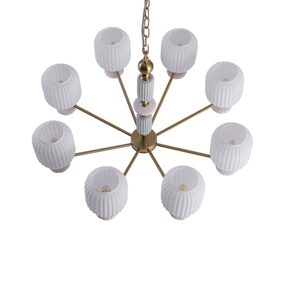 8334/8 LUMION MODERNI Люстра подвесная ALEGRA, E27*8*40W, бронза/белый/серый, металл/керамика/стекло