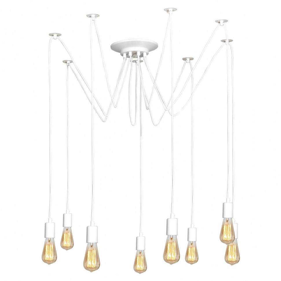 LSP-8173 Lussole белая подвесная люстра Паук 8 ламп Е27