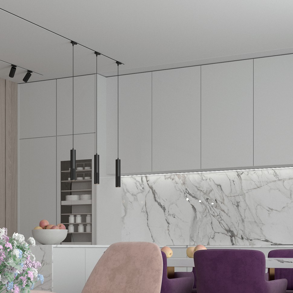 358501 NOVOTECH Черный однофазный трековый светодиодный светильник подвес MAIS LED 12W 4000K 1080Lm, провод 1метр