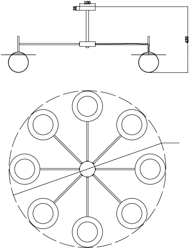 FR5202PL-08BS FREYA потолочная люстра на штанге Camelia, E27*8*60W