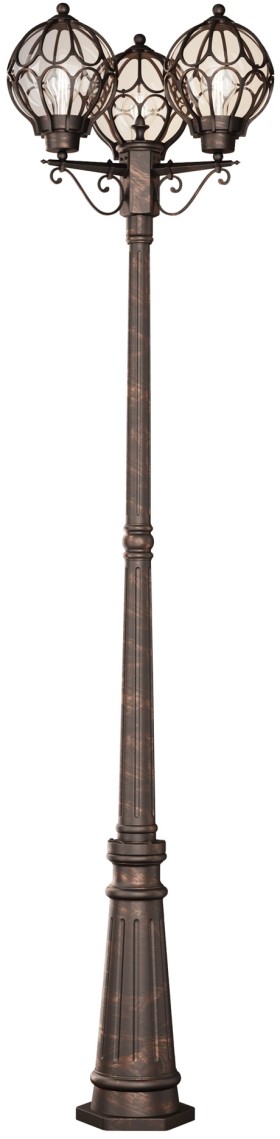 O023FL-03G MAYTONI Via уличный фонарный столб IP44, E27*3*100W, коричневый с золотом, 215см