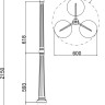 O023FL-03G MAYTONI Via уличный фонарный столб IP44, E27*3*100W, коричневый с золотом, 215см
