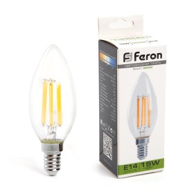 38258 FERON светодиодная филаментная лампа E14, 15W, 4000K