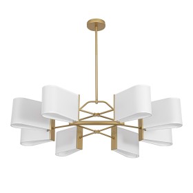 8414/8 LUMION люстра на штанге SAMPO, золото/белый, металл/текстиль, Е14*8*40W, 1 метр диаметр