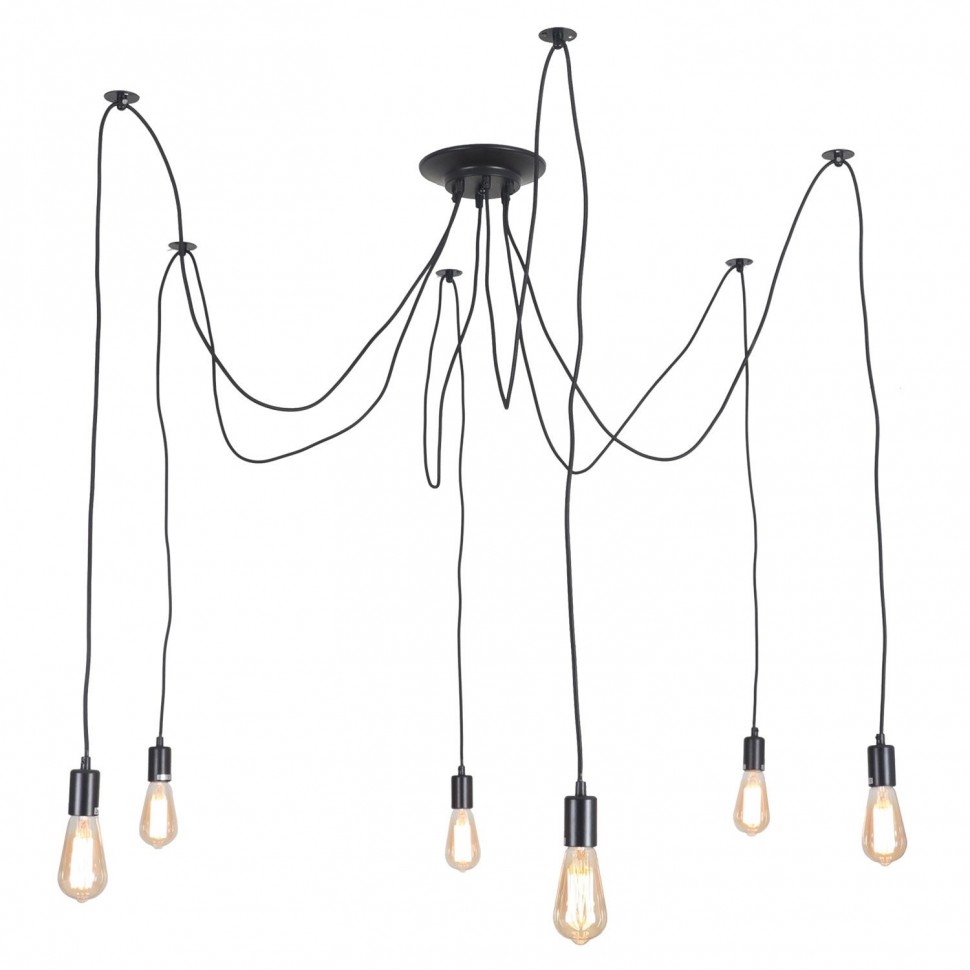 LSP-8172 Lussole LGO черная подвесная люстра Паук 6 ламп Е27