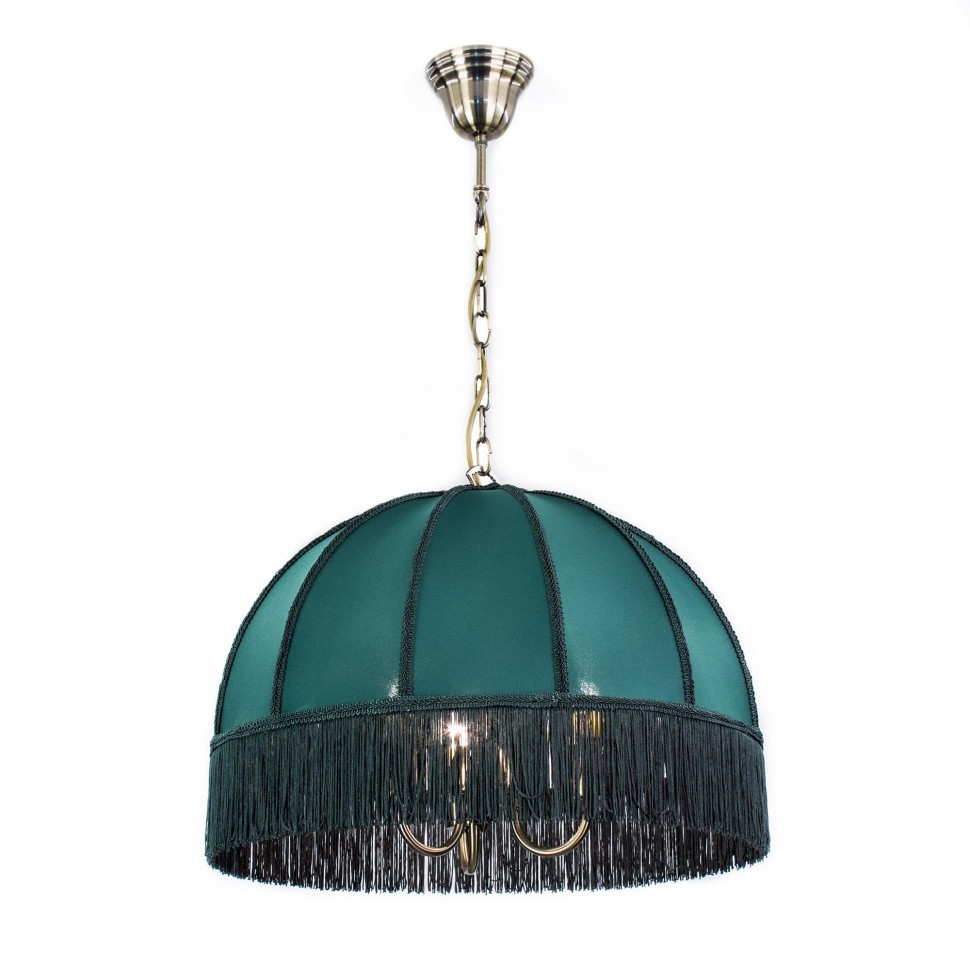 CL407132 CITILUX Базель зелёная подвесная люстра Кантри, 51см диаметр, 3*Е14 
