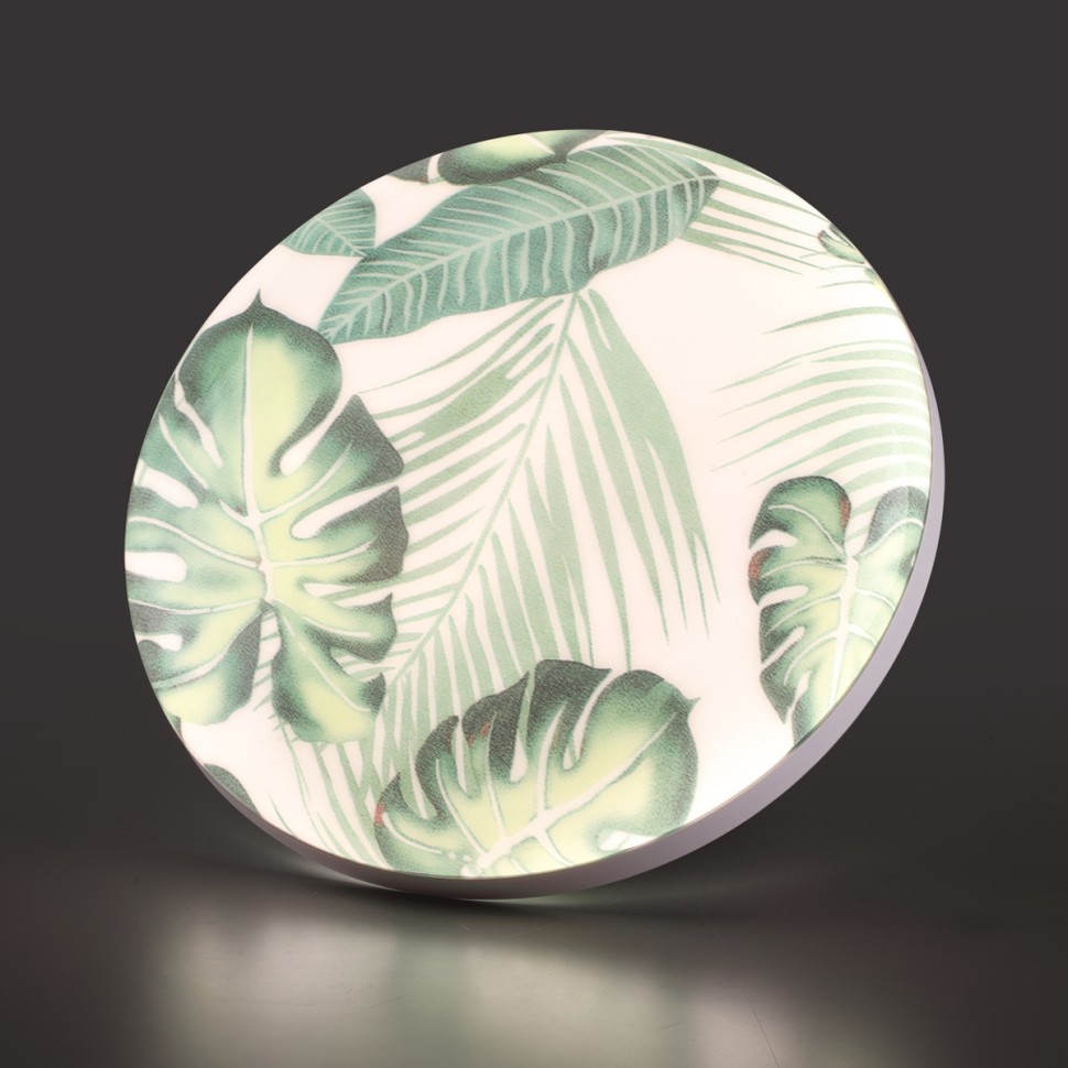 7748/EL SONEX COLOR Настенно-потолочный светодиодный светильник FLORI белый с зеленым 70W, IP43, с пультом 3000-6000K, 6050Lm, 48см диаметр