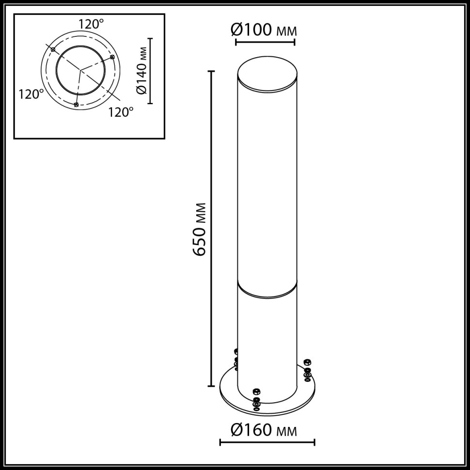 7180/18GL ODEON LIGHT NATURE Уличный ландшафтный светильник CORTENA, коричневый/акрил/металл, IP65, LED 18W, 2054lm, 3000K, 65см