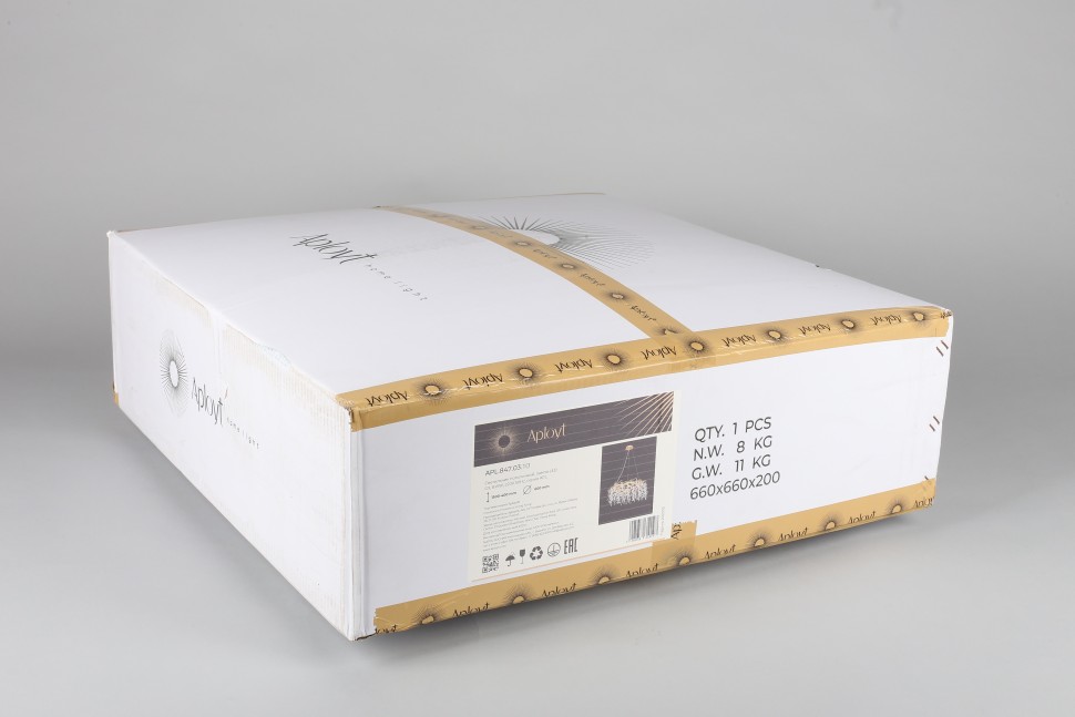 APL.847.03.10 APLOYT Подвесная хрустальная люстра Gertunia, G9*10*5W, золото, 60см диаметр, ветки, листья