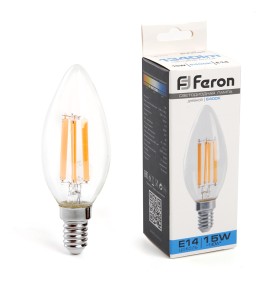 38259 FERON светодиодная филаментная лампа E14, 15W, 6400K