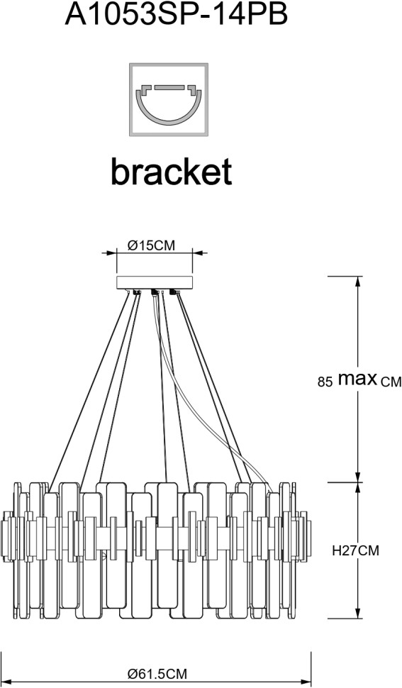 A1053SP-14PB Arte Lamp подвесная люстра Alya G9*14*40W, стекло, медь