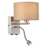 8250/2W LUMION NIKKI Бра с двойным светом Е14*40W+LED*3W, бежевый, никель, гибкая ножка, 2 выключателя