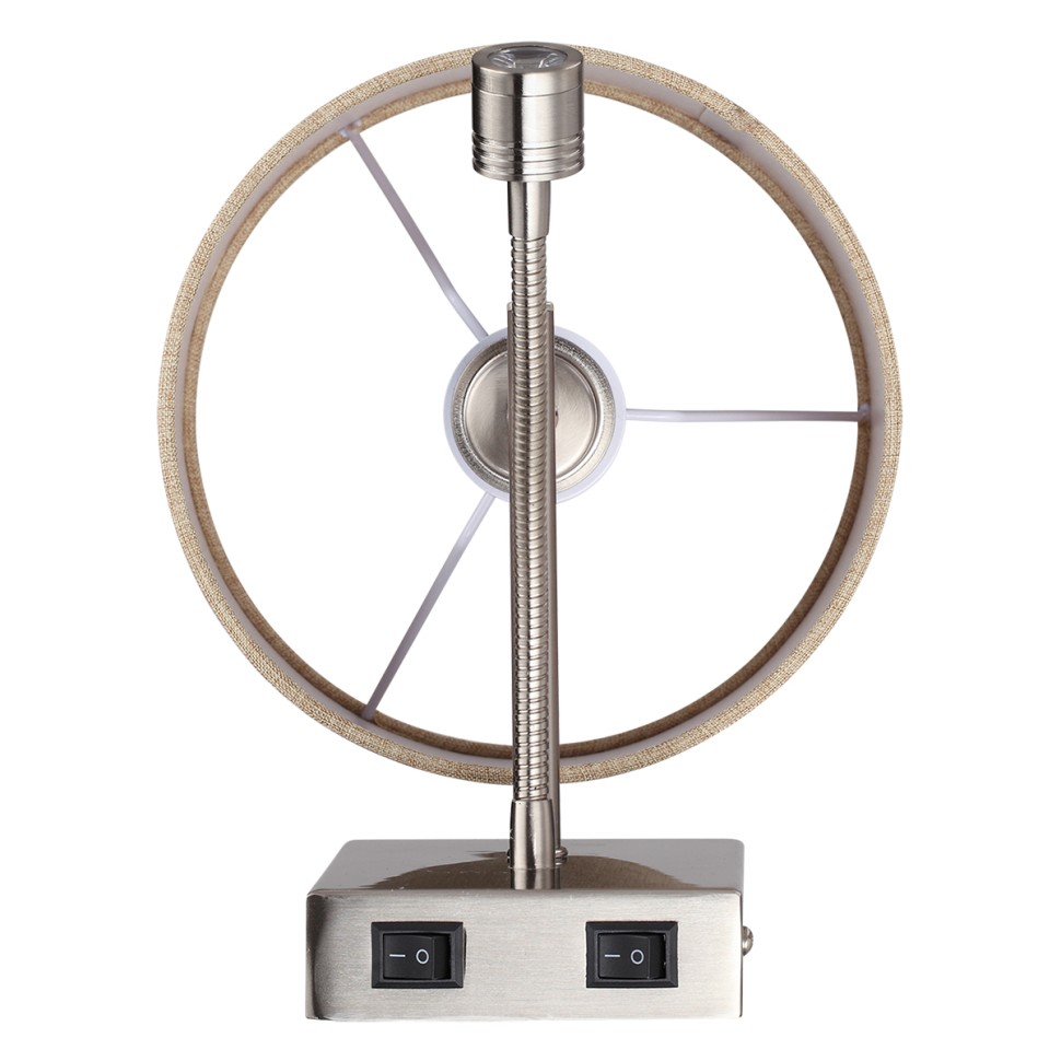 8250/2W LUMION NIKKI Бра с двойным светом Е14*40W+LED*3W, бежевый, никель, гибкая ножка, 2 выключателя