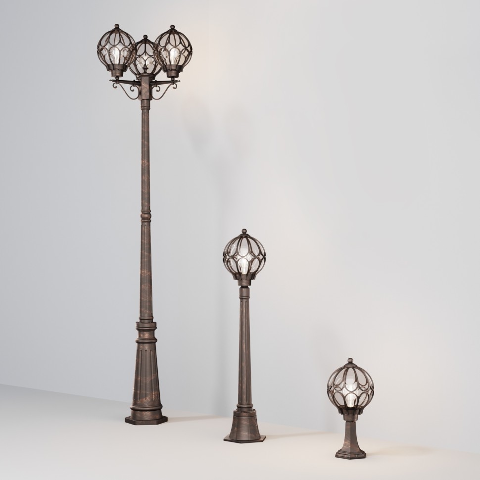 O024FL-01G MAYTONI Via уличный фонарный столб IP44, E27*1*100W, коричневый с золотом, 42см