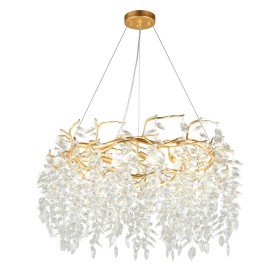 APL.847.03.13 APLOYT Подвесная хрустальная люстра Gertunia, G9*13*5W, золото, 80см диаметр, ветки, листья