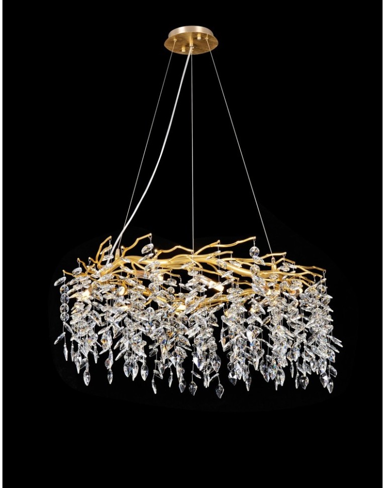 APL.847.03.13 APLOYT Подвесная хрустальная люстра Gertunia, G9*13*5W, золото, 80см диаметр, ветки, листья