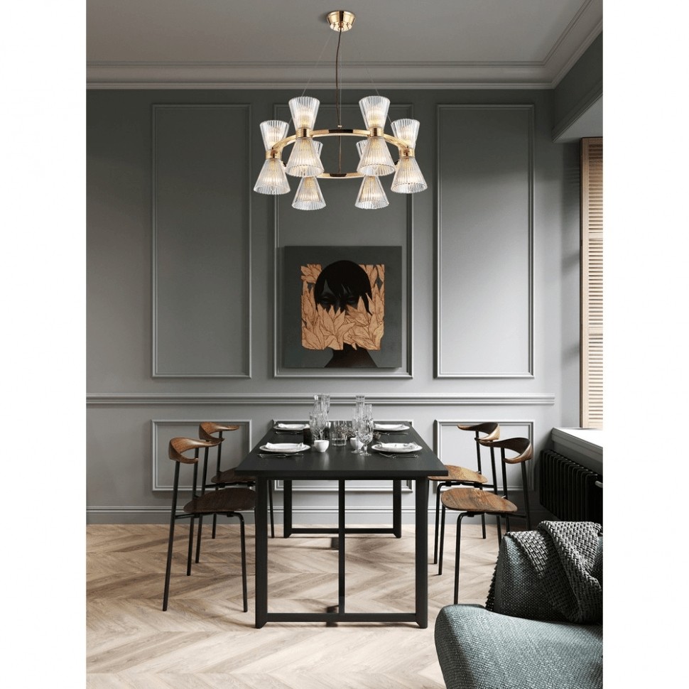 APL.801.03.12 APLOYT подвесная люстра Elinor, золото, E14*12*40W