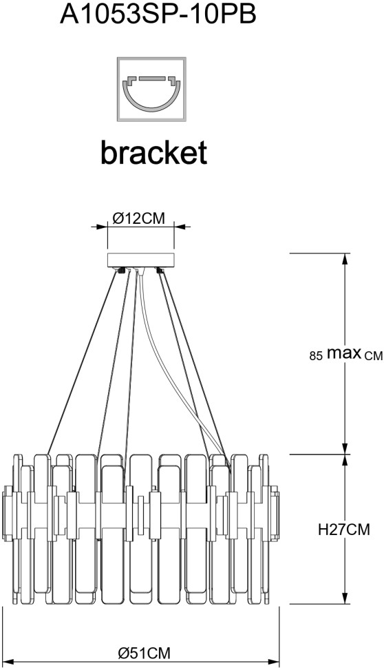 A1053SP-10PB Arte Lamp подвесная люстра Alya G9*10*40W, стекло, медь
