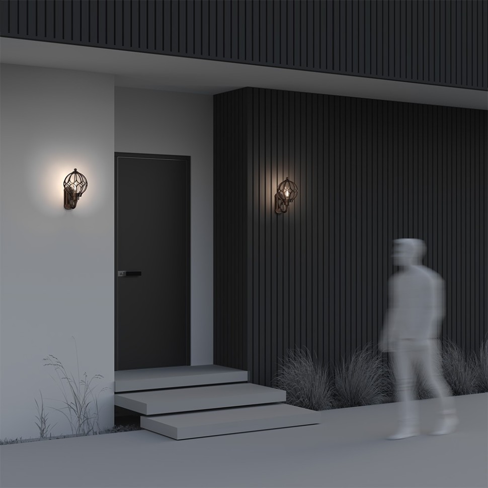 O024WL-01G MAYTONI Via уличный настенный фонарь IP44, E27*1*100W, коричневый с золотом