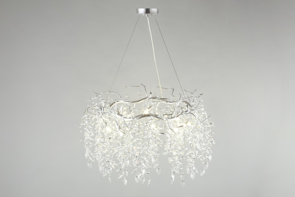APL.847.13.13 APLOYT Подвесная хрустальная люстра Gertunia, G9*13*5W, хром, 80см диаметр, ветки, листья