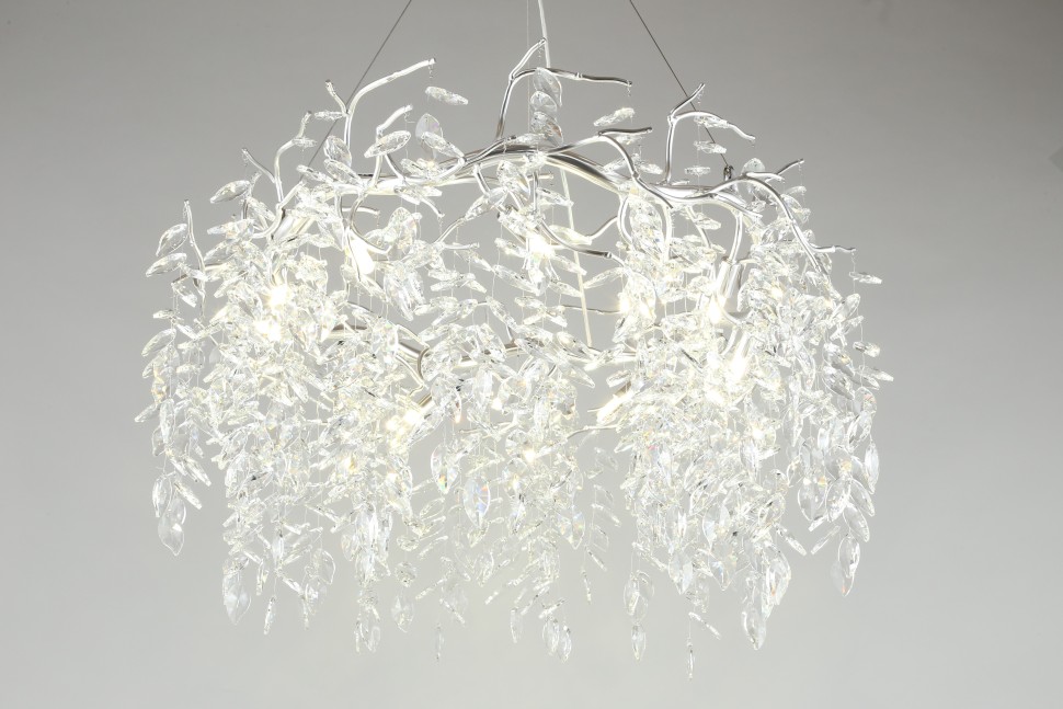 APL.847.13.13 APLOYT Подвесная хрустальная люстра Gertunia, G9*13*5W, хром, 80см диаметр, ветки, листья