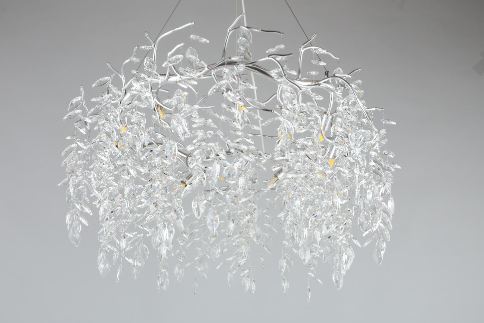 APL.847.13.13 APLOYT Подвесная хрустальная люстра Gertunia, G9*13*5W, хром, 80см диаметр, ветки, листья