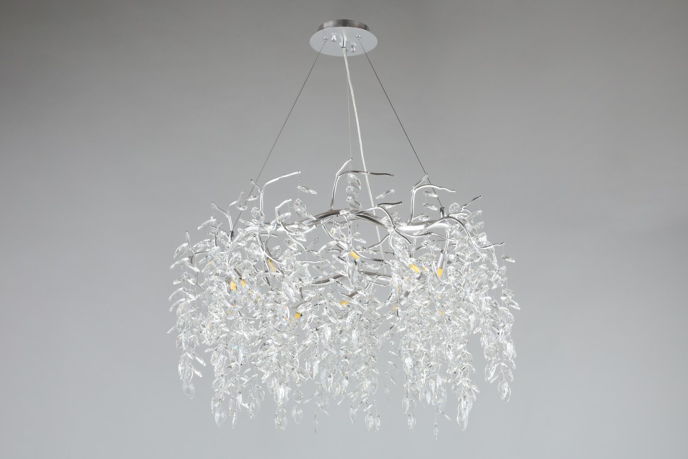 APL.847.13.13 APLOYT Подвесная хрустальная люстра Gertunia, G9*13*5W, хром, 80см диаметр, ветки, листья