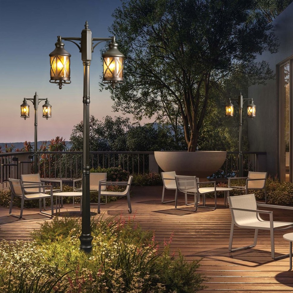 100020/2200 LOFT IT Наземный уличный фонарь Ferrara, IP44, E14*4*40W, черный, стекло, 220см