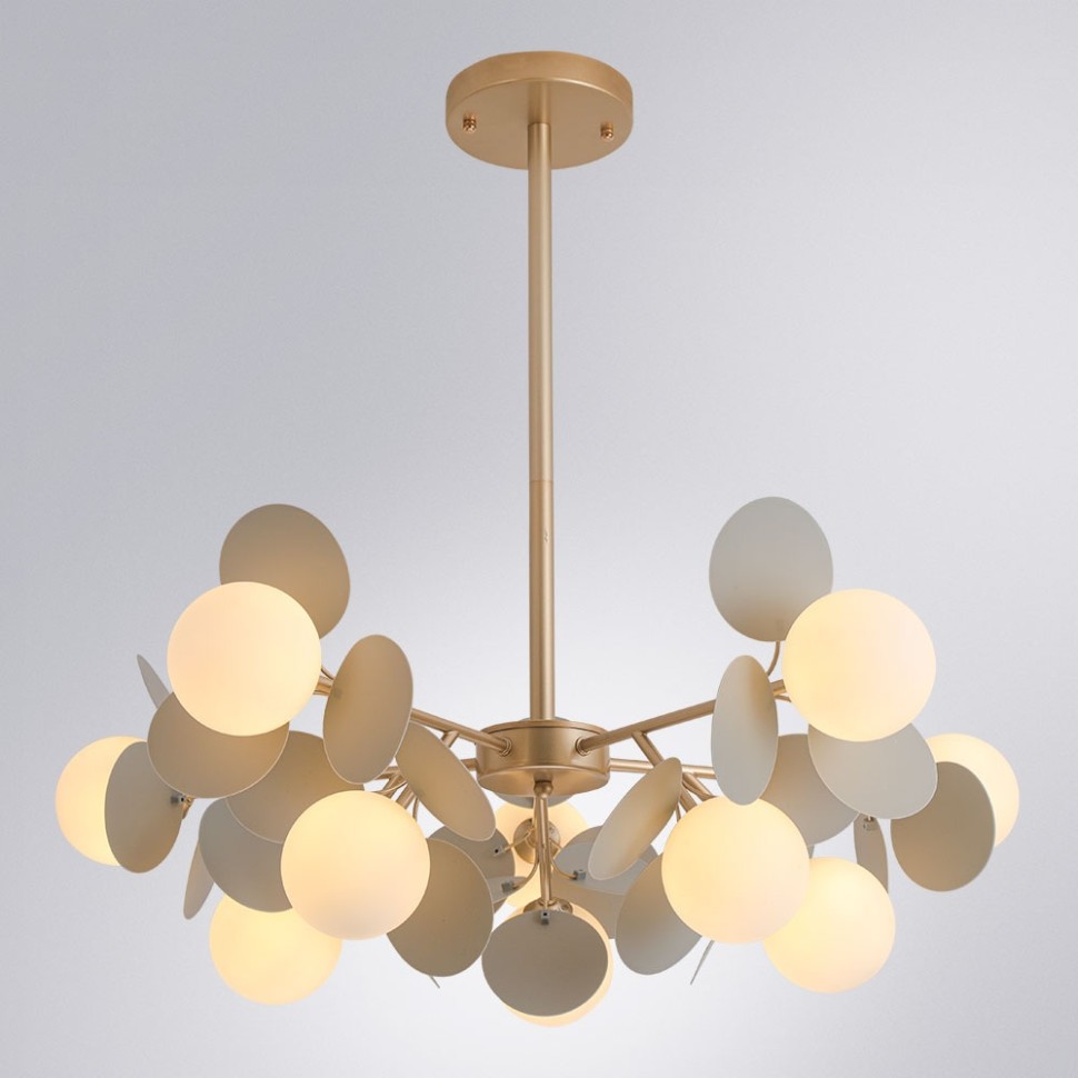 A1369SP-10GY ARTE LAMP потолочная люстра Peacock G9*10*40W, белый, золото, серый