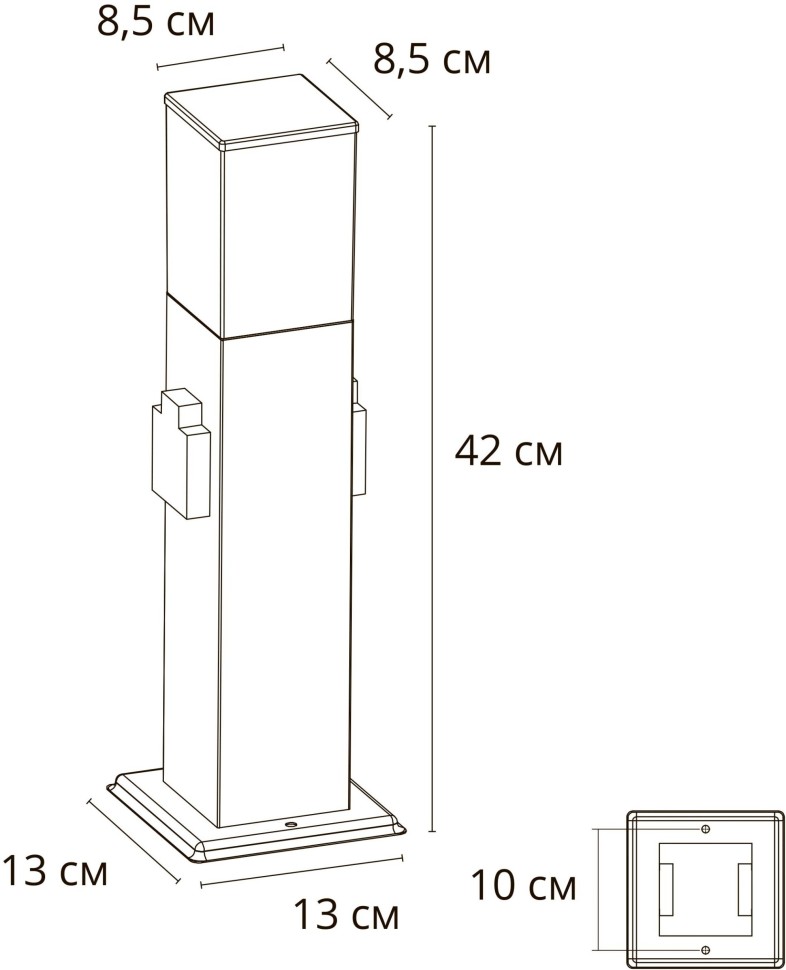 A3711PA-1BK Arte Lamp Plate наземный уличный светильник 42см, черный, IP65, E27*1*15W