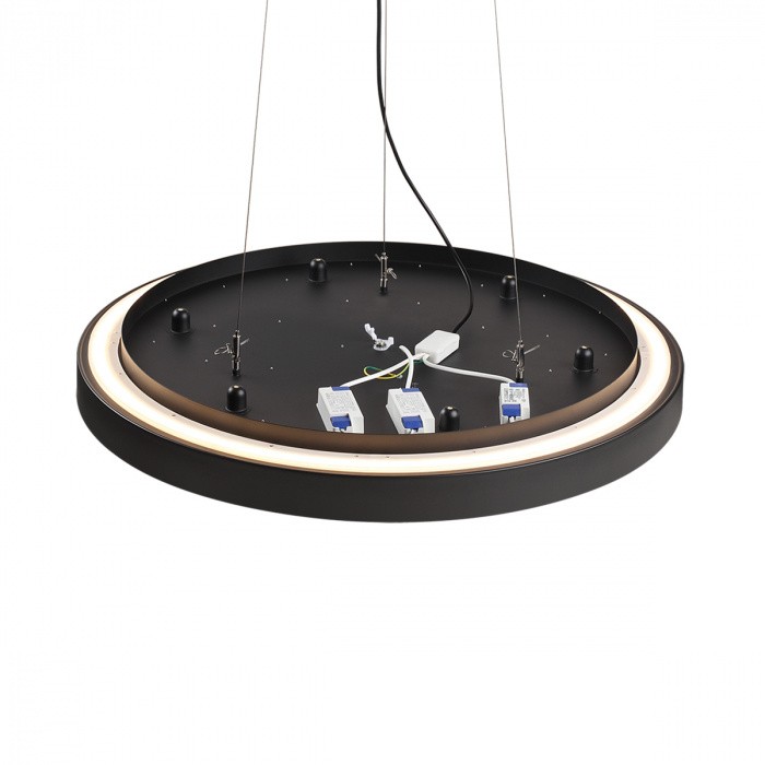 7756/92L SONEX MITRA Черный накладной/подвесной светодиодный светильник QUASAR - 2й свет LED (80W+12W) 3000K+3000K, металл/акрил, 80см диаметр