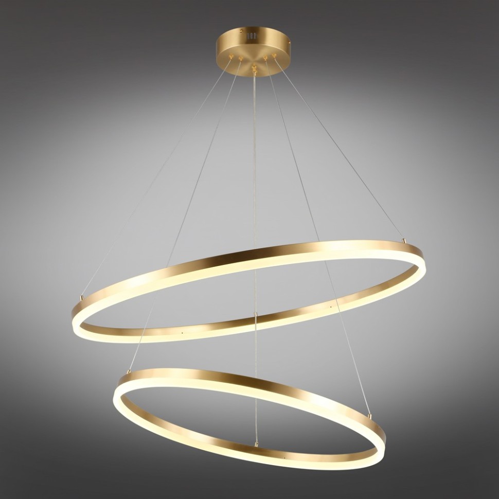 APL.049.13.90 Aployt Armel подвесная светодиодная люстра 2 кольца, 60 и 80см, 90W 4000K 4950Lm латунь