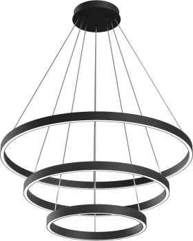 MOD058PL-L100BK MAYTONI Rim подвесная светодиодная люстра 3 кольца, черная, 107W, 3000-4000K