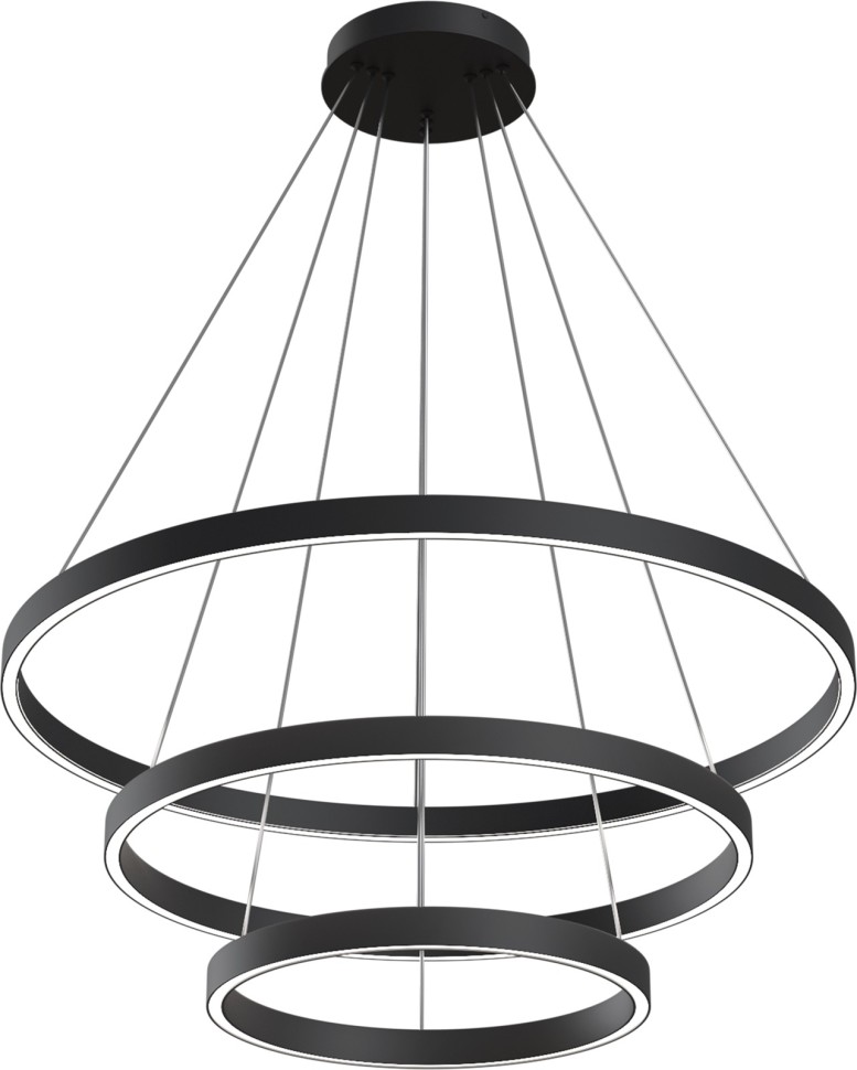 MOD058PL-L100BK MAYTONI Rim подвесная светодиодная люстра 3 кольца, черная, 107W, 3000-4000K
