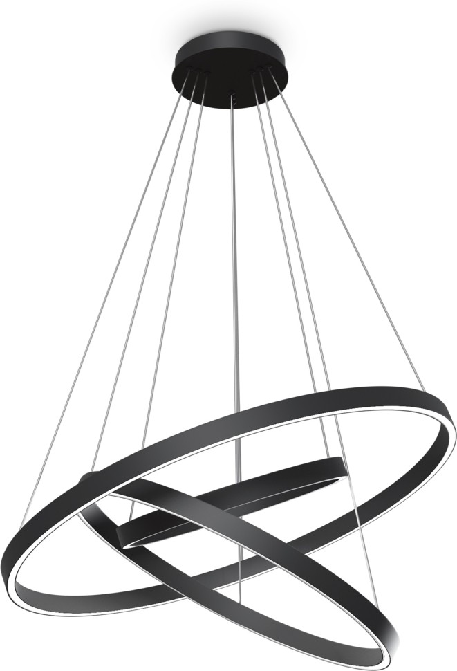 MOD058PL-L100BK MAYTONI Rim подвесная светодиодная люстра 3 кольца, черная, 107W, 3000-4000K