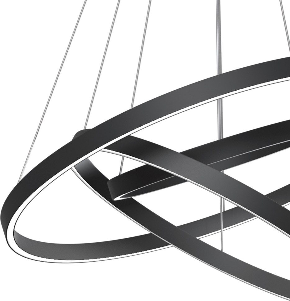 MOD058PL-L100BK MAYTONI Rim подвесная светодиодная люстра 3 кольца, черная, 107W, 3000-4000K