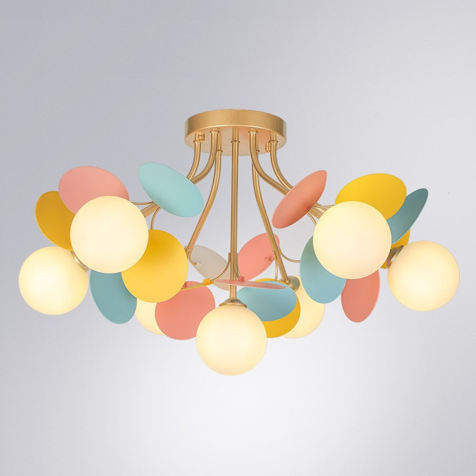 A1369PL-7MD ARTE LAMP потолочная люстра Peacock G9*7*40W, белый, золото, разноцветный