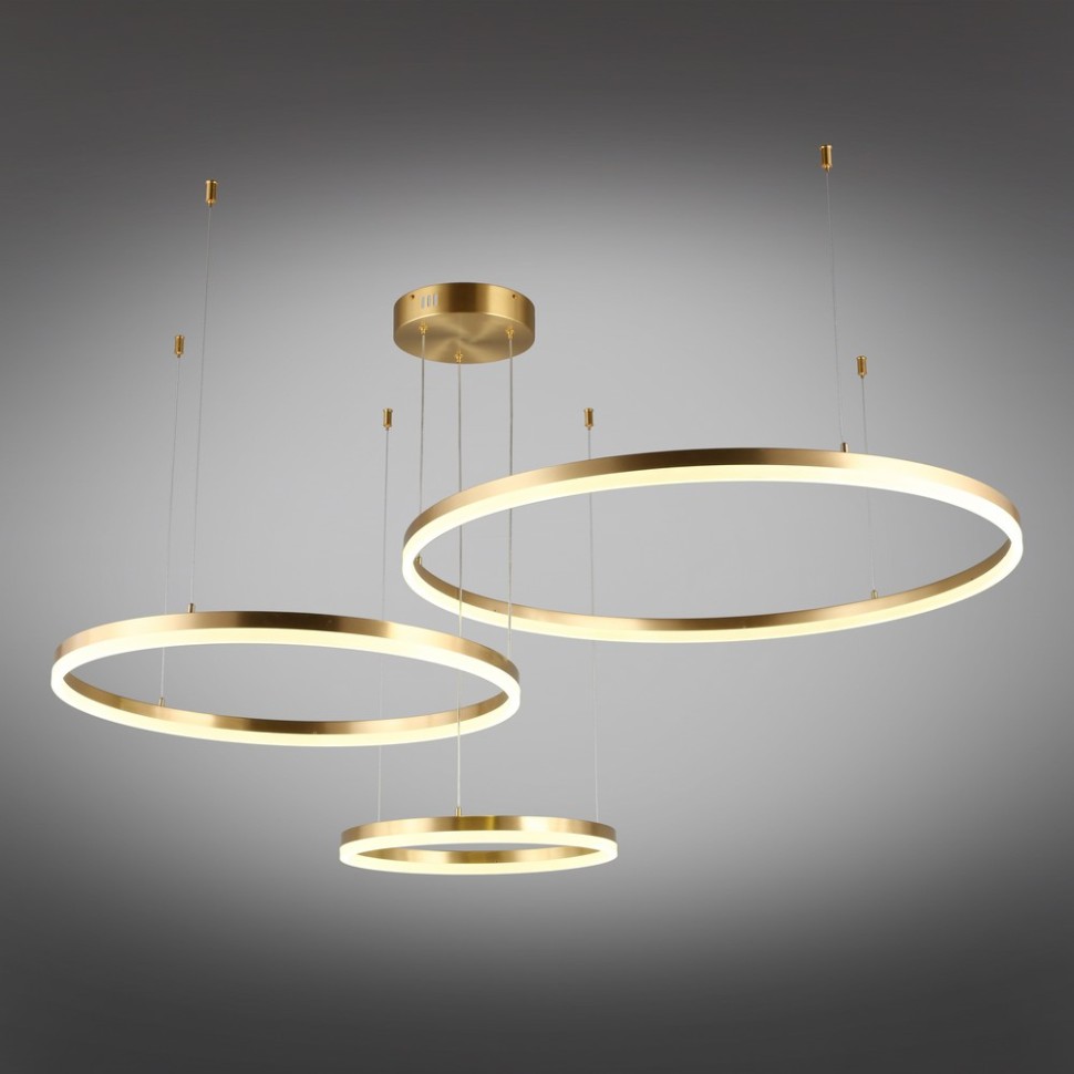 APL.049.03.115 Aployt Armel подвесной светодиодный светильник 3 кольца, 80/60/40см, 115W 4000K 6325Lm, латунь