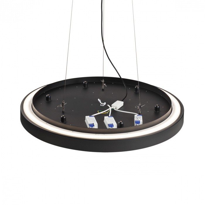 7756/48L SONEX MITRA Черный накладной/подвесной светодиодный светильник QUASAR - 2й свет LED (40W+8W) 3000K+3000K, металл/акрил, 50см диаметр