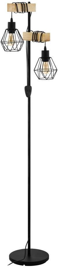 44081 Eglo Торшер в стиле Лофт с деревом и 2 лампами Townshend 5, черный, бежевый