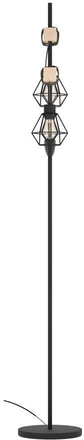 44081 Eglo Торшер в стиле Лофт с деревом и 2 лампами Townshend 5, черный, бежевый
