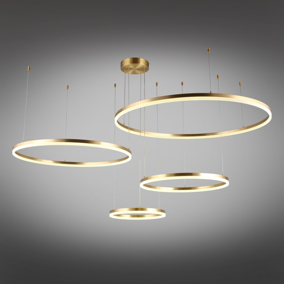 APL.049.03.175 Aployt Armel подвесной светодиодный светильник 4 кольца, 100/80/60/40см, 175W 4000K 9625Lm, латунь