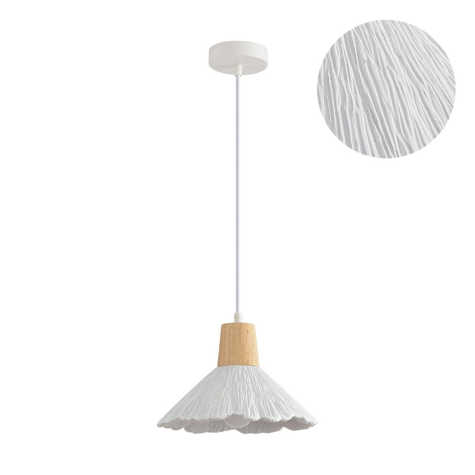 8352/1A LUMION Подвес EOLIANA белый/бежевый, металл/дерево/цемент, 25см диаметр