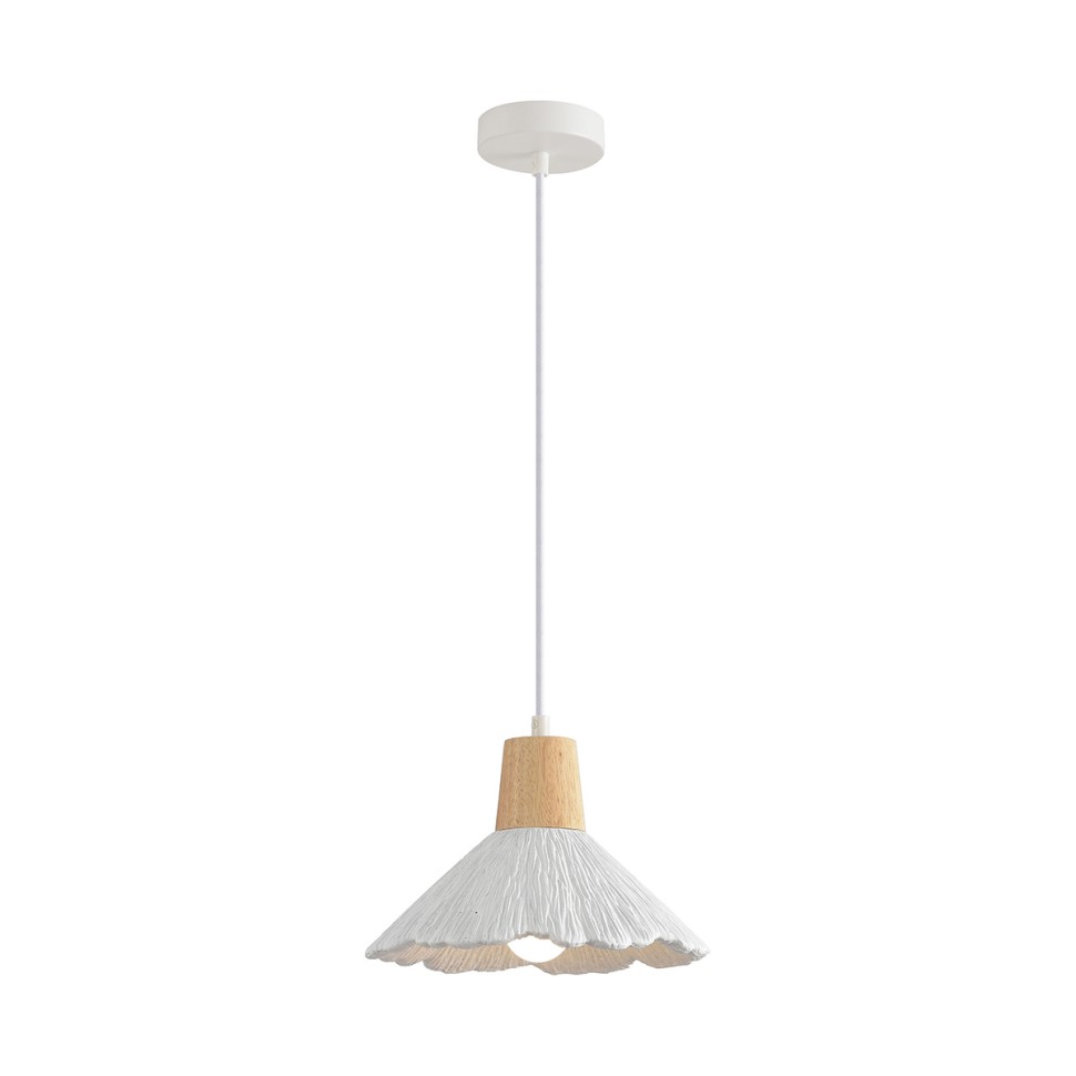 8352/1A LUMION Подвес EOLIANA белый/бежевый, металл/дерево/цемент, 25см диаметр