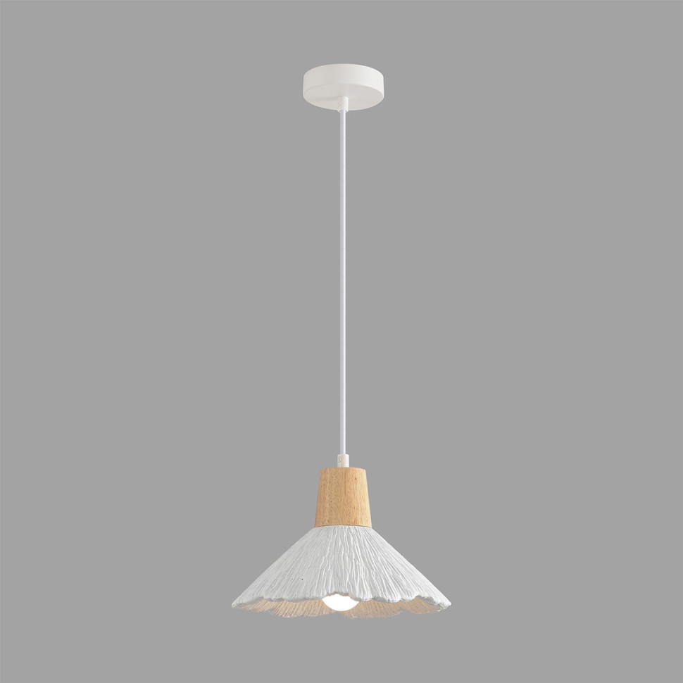 8352/1A LUMION Подвес EOLIANA белый/бежевый, металл/дерево/цемент, 25см диаметр