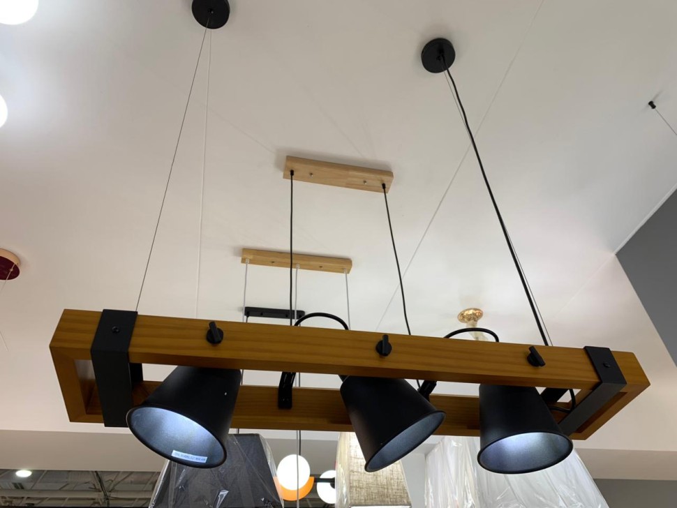 551-703-03 VELANTE подвесной светильник из дерева, E27*3*40W, 80см