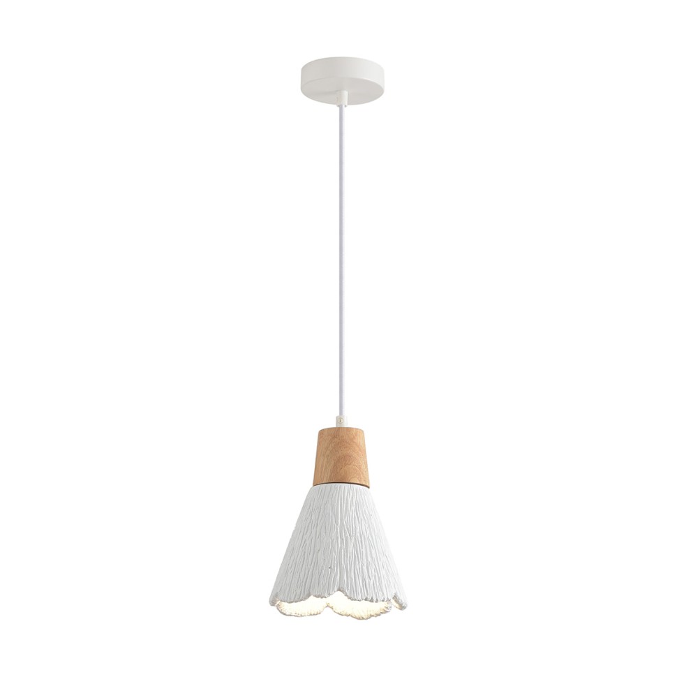 8352/1B LUMION Подвес EOLIANA белый/бежевый, металл/дерево/цемент, 16см диаметр