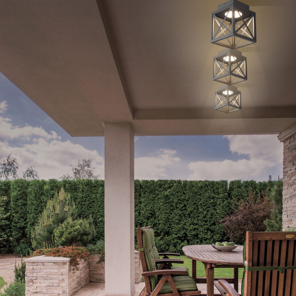 358449 NOVOTECH Ландшафтный потолочный LED светильник DANTELA, 10W, IP54, 4000K, 500Lm, темно-серый