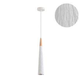 8352/1C LUMION Подвес EOLIANA белый/бежевый, металл/дерево/цемент, 7см диаметр, GU10*1*5W