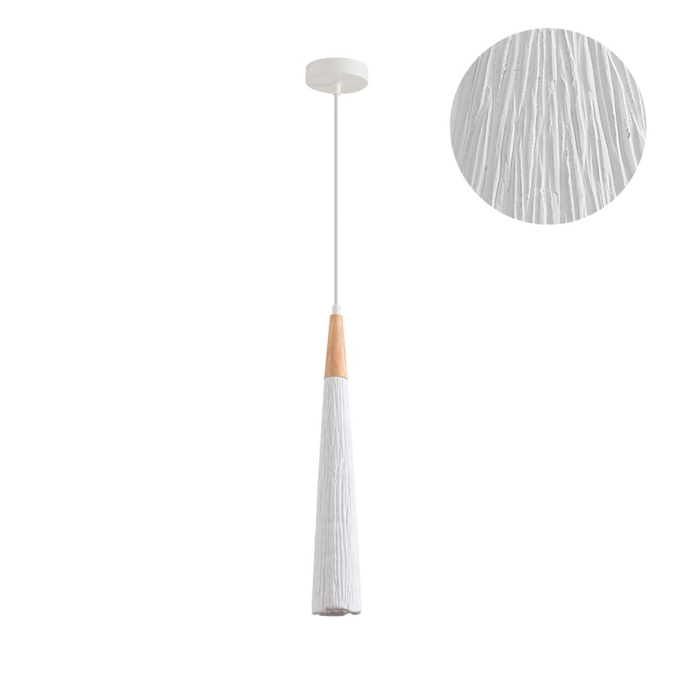 8352/1C LUMION Подвес EOLIANA белый/бежевый, металл/дерево/цемент, 7см диаметр, GU10*1*5W